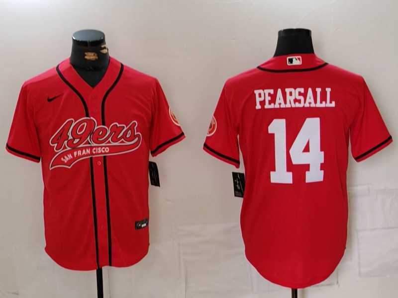 Mens San Francisco 49ers #14 Ricky Pearsall Red With Patch Cool Base Stitched Baseball Jersey